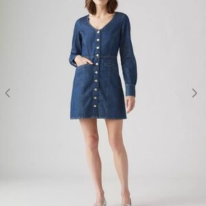 Levi's Blue Long Sleeve denim Monroe dress small